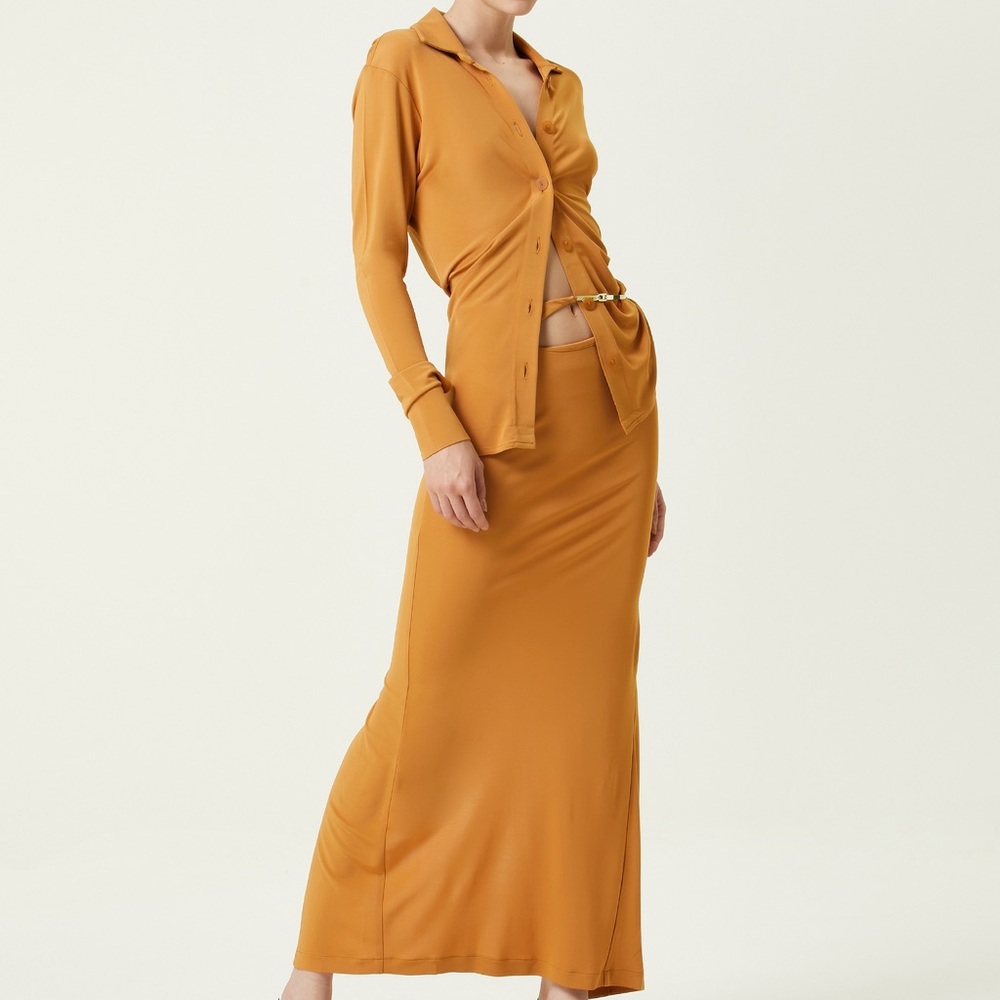 CHRISTOPHER ESBER Jersey Top and Buckled Skirt Set 0
